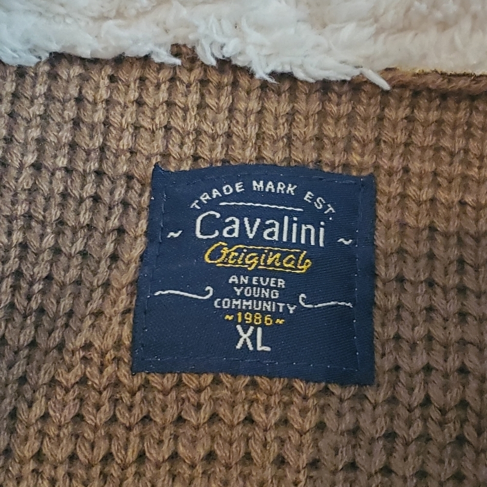 Cavalini faux suede and shearling sweater jacket coat cardigan XL western - Picture 4 of 9
